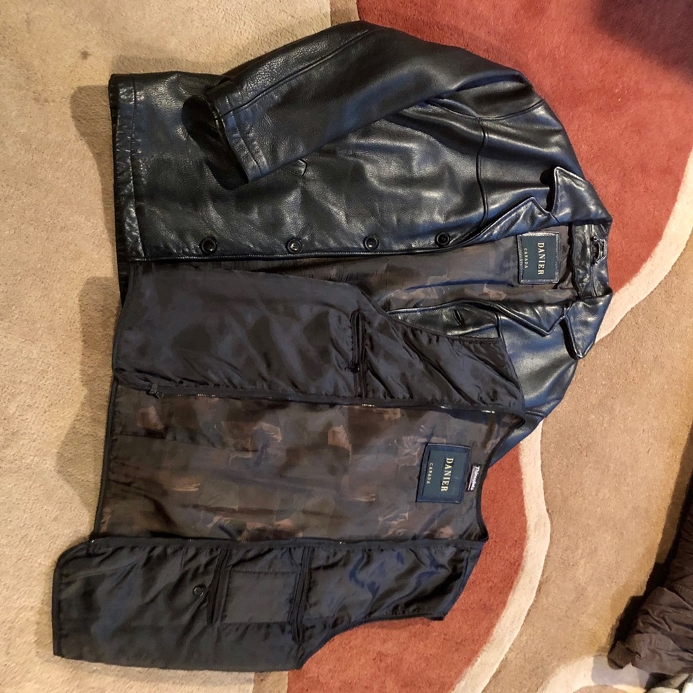 Men’s Black Leather Coat with inner liner